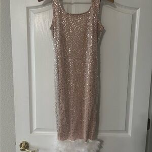 CC Boutique Sparkling Pink Sequin Midi Dress